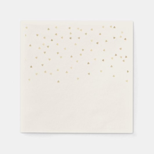 雨の金ゴールドハート紙ナプキンスセット50+ スタンダードカクテルナプキン (正面)