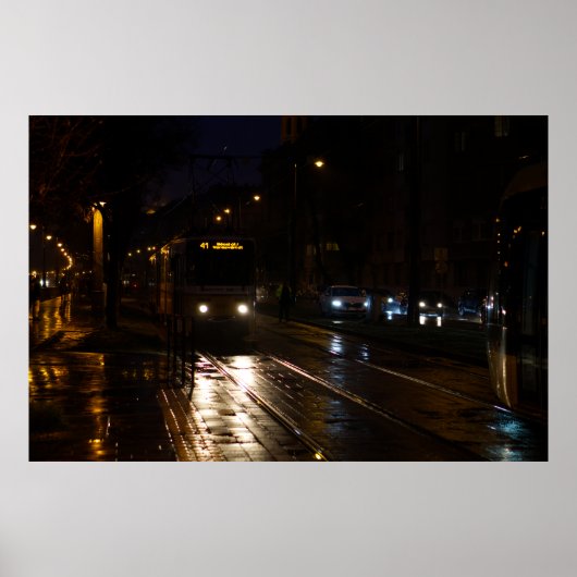 雨の降る夜の電車 ポスター (正面)