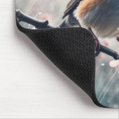 雨の降る窓の青い鳥 マウスパッド (コーナー)