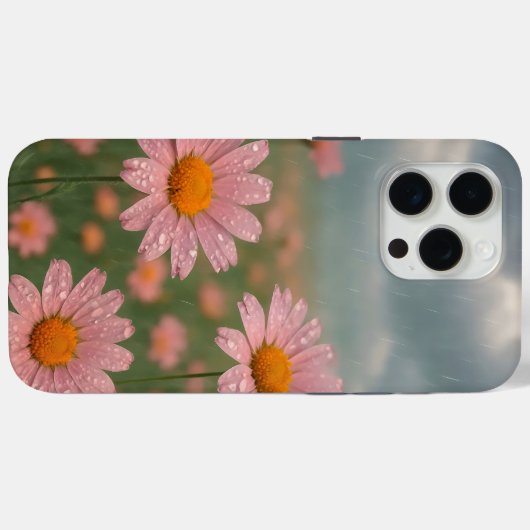 雨の降る花の花びらに水が滴る Case-Mate iPhoneケース (裏面 (横))