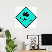 雨の降る道路のトラフィックがオーストラリアの車に署名するとき滑りやすい ポスター (ホームオフィス)