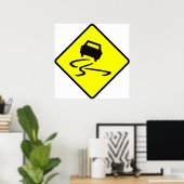 雨の降る道路のトラフィックがオーストラリアの車に署名するとき滑りやすい ポスター (ホームオフィス)