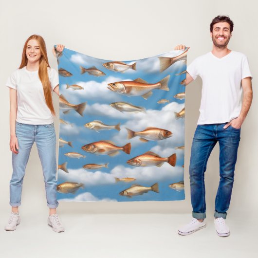 雨の降る魚 フリースブランケット (インサイチュ)