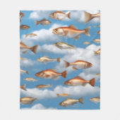 雨の降る魚 フリースブランケット (正面)