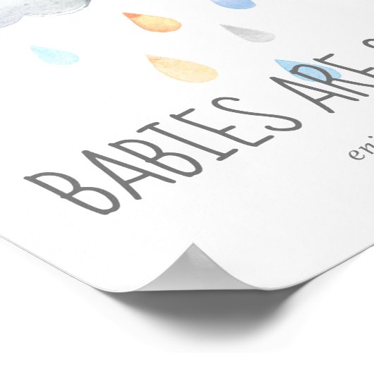 雨の雲の男の子のベビーは楽しむ甘いトリートサイン ポスター (角)