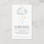 雨の雲の男の子の赤ちゃんシャワーおむつラッフル エンクロージャーカード (正面)