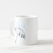 雨の音符ピアノプレーヤーギフトシャツキーボード音楽 コーヒーマグカップ (正面左)