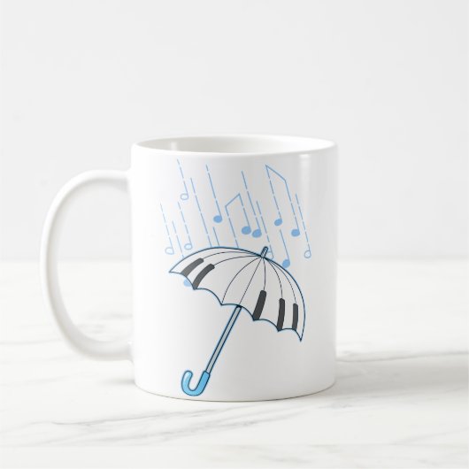 雨の音符ピアノプレーヤーギフトシャツキーボード音楽 コーヒーマグカップ (左)