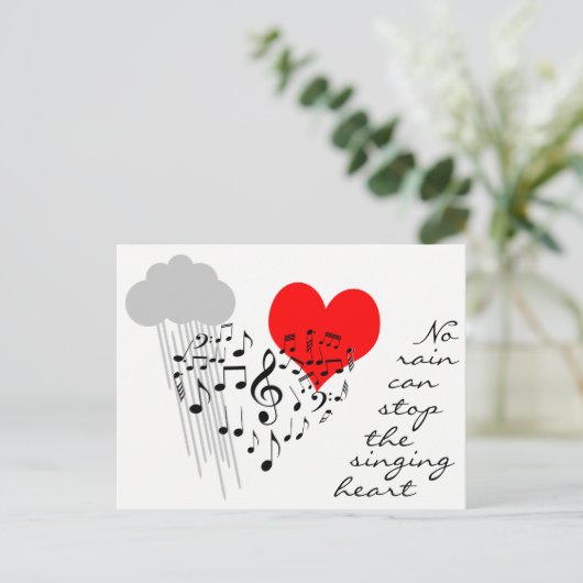 雨はおもしろいな歌うハートをストップことができません ポストカード (スタンド正面)