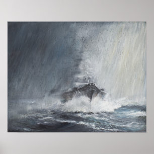 雨みぞれのカーテンを通したビスマルク ポスター