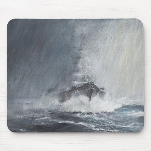 雨みぞれのカーテンを通したビスマルク マウスパッド (正面)