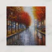 雨や葉の多い秋の風景にはユニがある スクエア名刺 (正面)