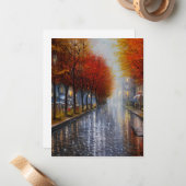 雨や葉の多い秋の風景にはユニがある ノートカード (正面/裏面インサイチュ)