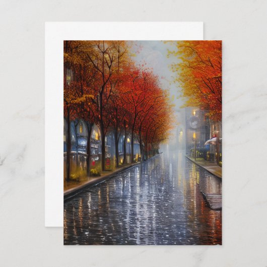 雨や葉の多い秋の風景にはユニがある ノートカード (正面/裏面)