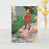 雨よ、雨よ、行ってしまえ - マザー・グースの伝承童謡 カード (黄色い花)