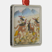 雨を行っているネイティブアメリカンの人の漫画 メタルオーナメント (右)