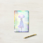 雨カラフルの中を歩く ポストイット (デスク上)