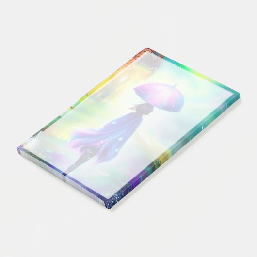 雨カラフルの中を歩く ポストイット (アングル)