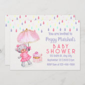 雨カラフルの日の赤ちゃんシャワー 招待状 (正面/裏面)