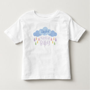 雨カラフル滴と雲の魔法ベビー トドラーTシャツ