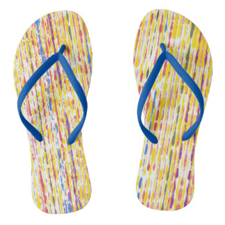 雨カラフル滴レインボーストライプズFlipFlops ビーチサンダル