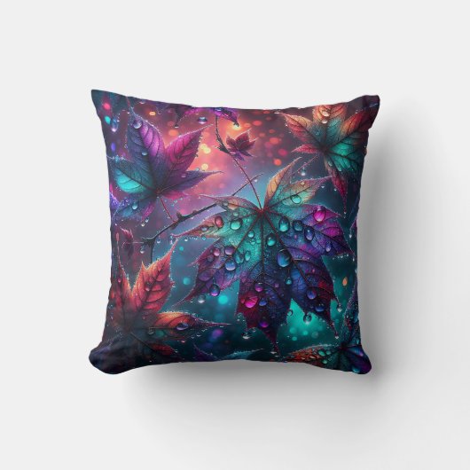 雨カラフル離れ滴の有る クッション (正面)