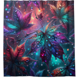 雨カラフル離れ滴の有る シャワーカーテン