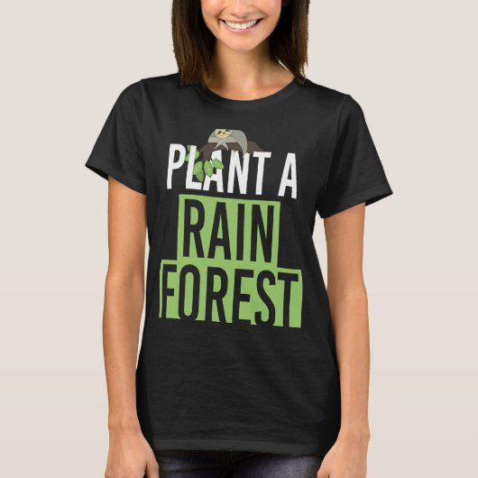 雨クール林ナマケモノのジャングル自然を植える Tシャツ (正面)