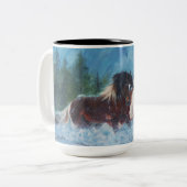 雨コーヒー・マグの野生のムスタング ツートーンマグカップ (正面左)