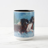 雨コーヒー・マグの野生のムスタング ツートーンマグカップ (中央)