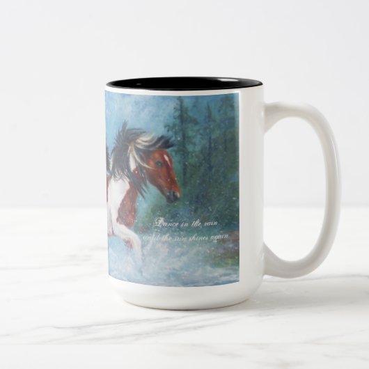 雨コーヒー・マグの野生のムスタング ツートーンマグカップ (右)