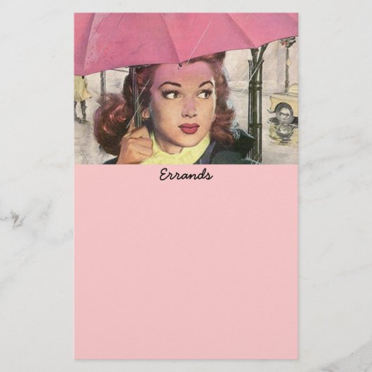 雨ショッピング・リストのリストの紙のヴィンテージの用事 便箋 (正面)