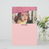 雨ショッピング・リストのリストの紙のヴィンテージの用事 便箋 (スタンド正面)