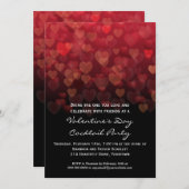 雨ハートバレンタインデーパーティー 招待状 (正面/裏面)