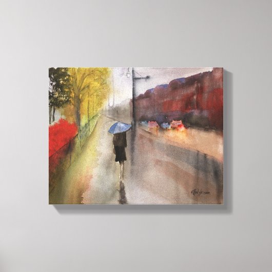 雨パリ水彩画 キャンバスプリント (正面)