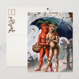 雨ビクトリアンはがき内のニンジン ポストカード