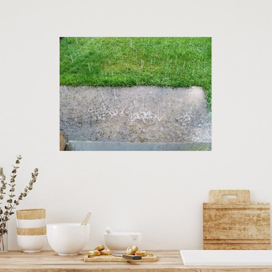 雨プリント ポスター (キッチン)