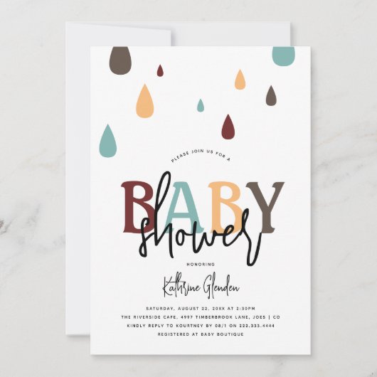 雨モダンが降男女兼用る 招待状 (正面)