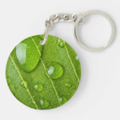 雨モダン滴付きグリーンリーフ キーホルダー (裏面)