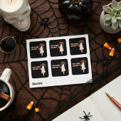 雨不気味のステッカーの可愛い幽霊 スクエアシール