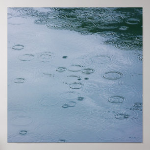 雨低下および水さざ波 ポスター