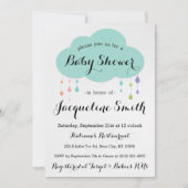 雨低下のグリッターのベビーシャワーの招待状 招待状 (正面)