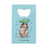 雨保を楽しむハッピーギニア豚 クレジットカード栓抜き (裏面)