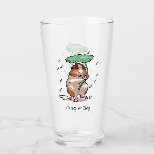 雨保を楽しむハッピーギニア豚 タンブラーグラス (正面)