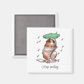 雨保を楽しむハッピーギニア豚 マグネット (正面/裏面)