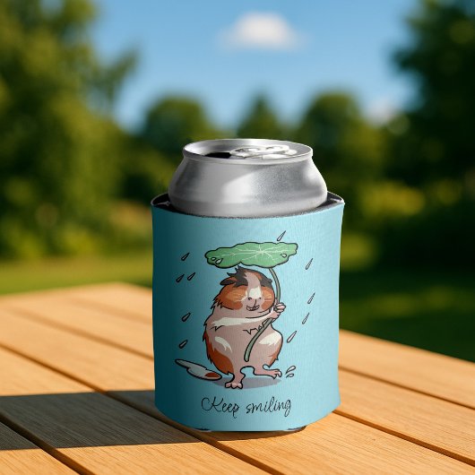 雨保を楽しむハッピーギニア豚 缶クーラー