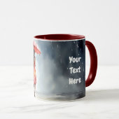 雨傘の中の水の色の女性レッドドレスマグ マグカップ (正面右)