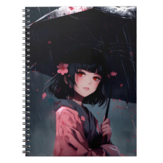 雨傘をさすダークな美少女 ノートブック