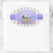 雨天グレーシェブロンアンドパープルベビー 楕円形シール (バッグ)