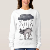 雨天時の水彩グレー猫 スウェットシャツ (正面)